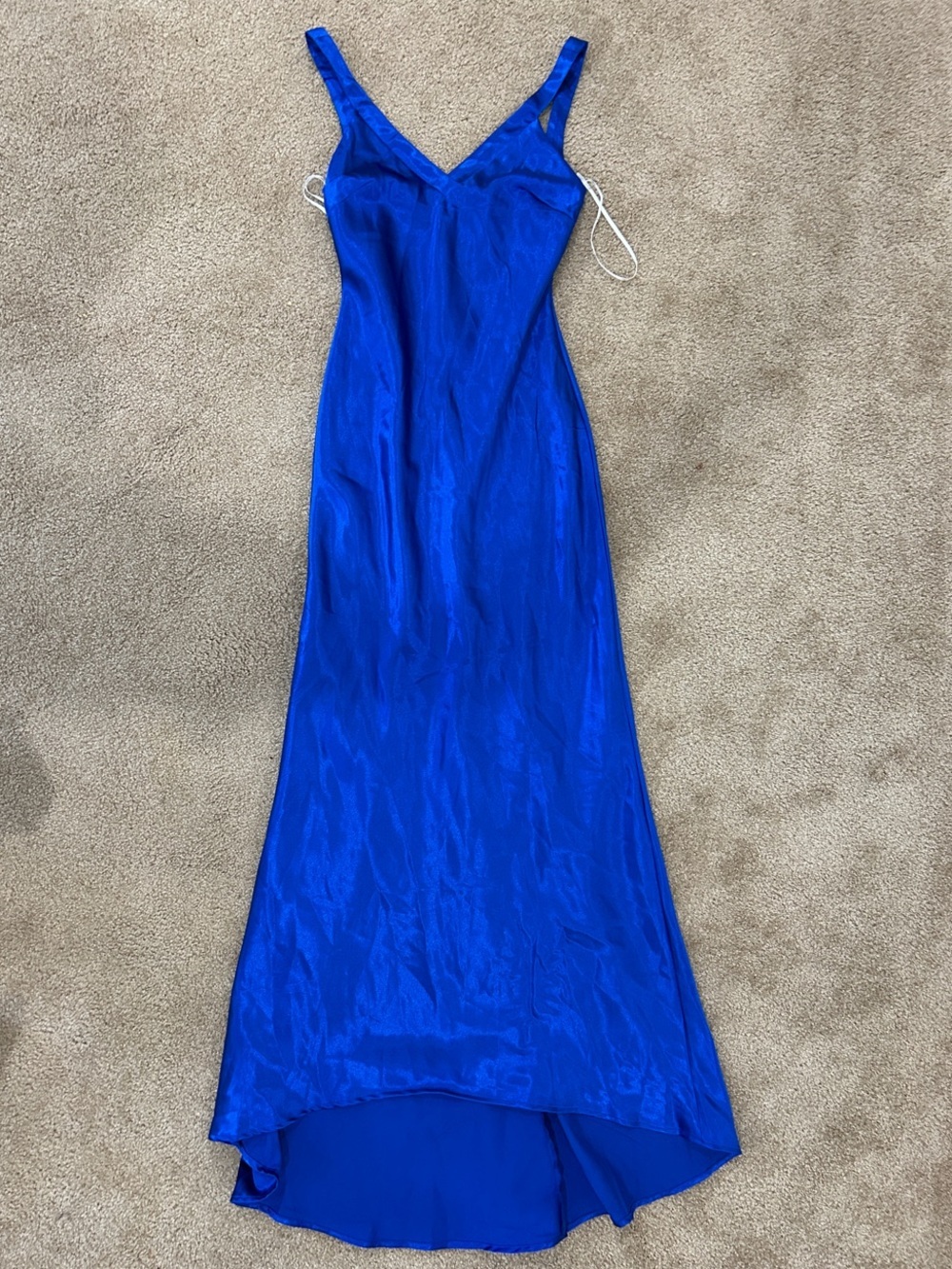 Lulus Perfectly Classy Royal Blue Satin Strappy Maxi Dress - Picture 8 of 8